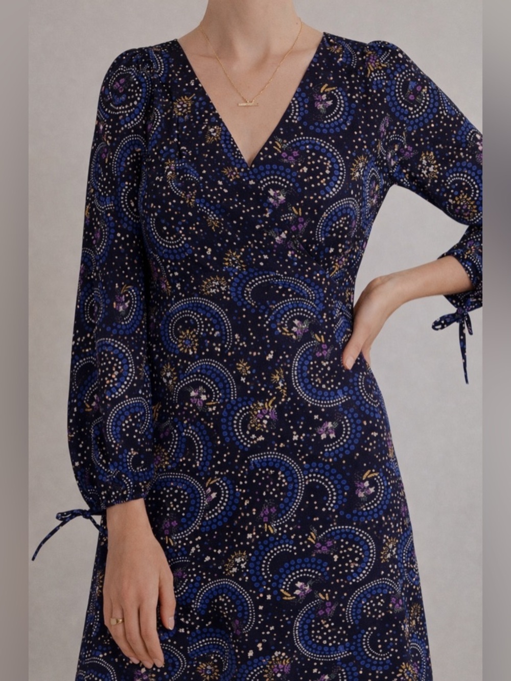 Anthro Maeve Paisley Print Long Sleeve Mini Dress Black Sz 2